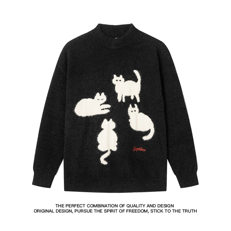 New Cat Pattern Knit Pullovers