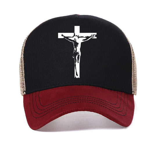 Jesus Christian Redeemed Cross Nails Flat Bill Snapback Hat Adjustable Baseball Cap For Men And Women