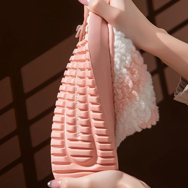 Womens Warm Plush Indoor Slippers
