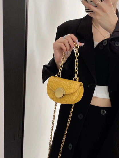 Y2k Mini Pu Leather Purse Trendy Half Moon Phone Lipstick Bag Fashionable Day Clutch For Women