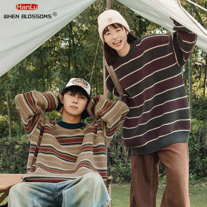 Elegant Vintage Style Knitted Striped Men S Sweaters