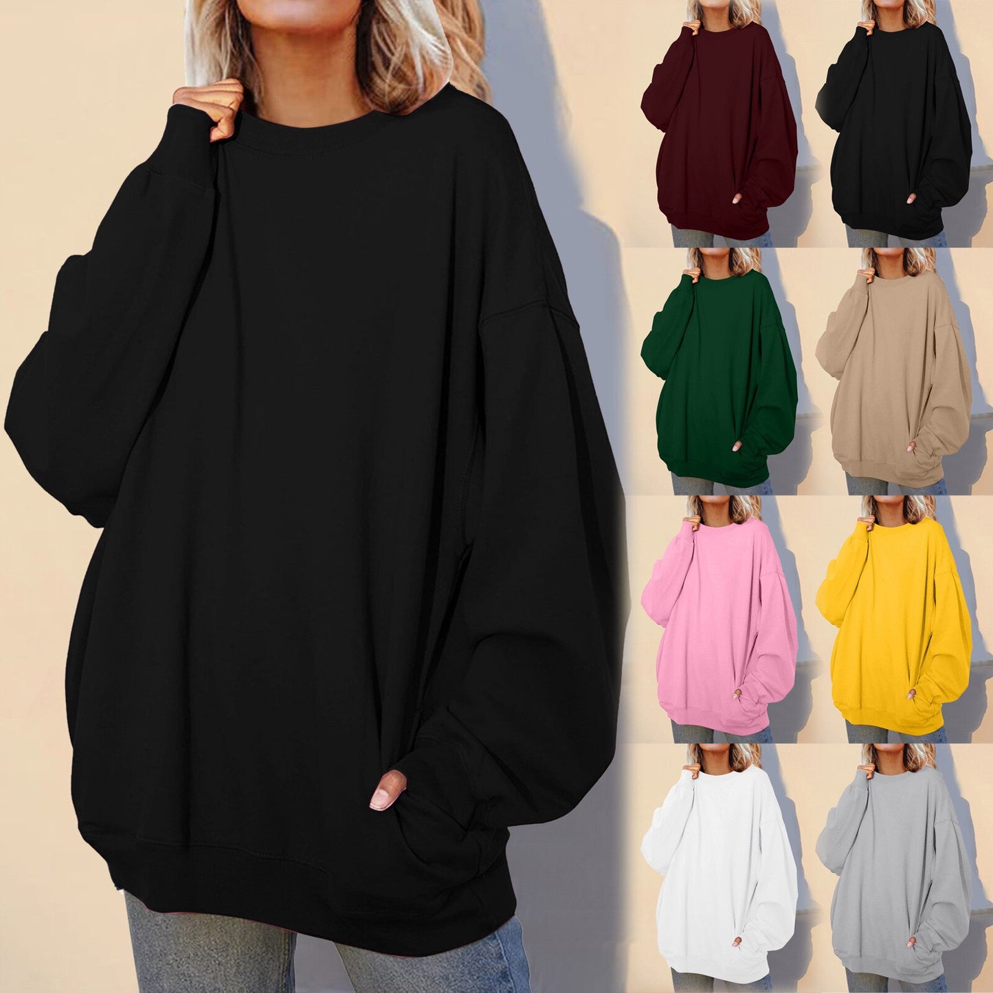 Oversized Crewneck Loose Style Women Sweatshirts