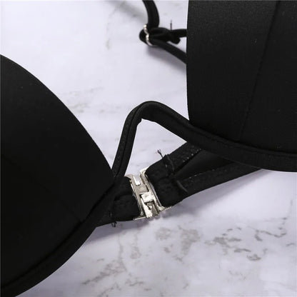 Classic Black V-Wire Push-Up Bikini Aesthetic