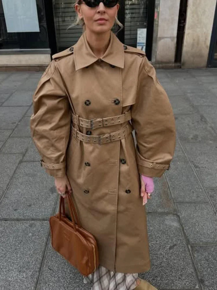 Oversize Long Single Breasted Womens Trench Coat