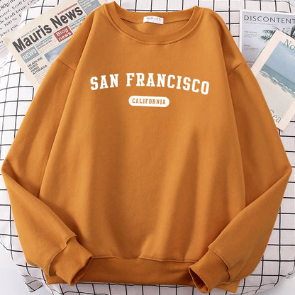 Men's San Francisco Letter Print Sweatshirt – Casual Hooded Loose Crewneck Pullover, Autumn Fleece Streetwear