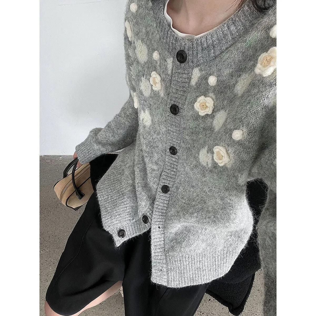 Floral Embroidered Knit Cardigan – Autumn Casual Sweater for Women