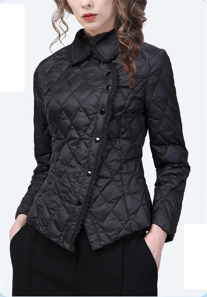 Autumn Women's Short Lace Collar Cotton-Padded Jacket: Slim and High-Grade