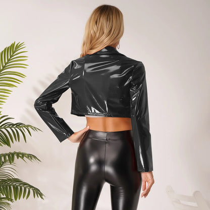 New Fashion Bright Leather Crop Jackets