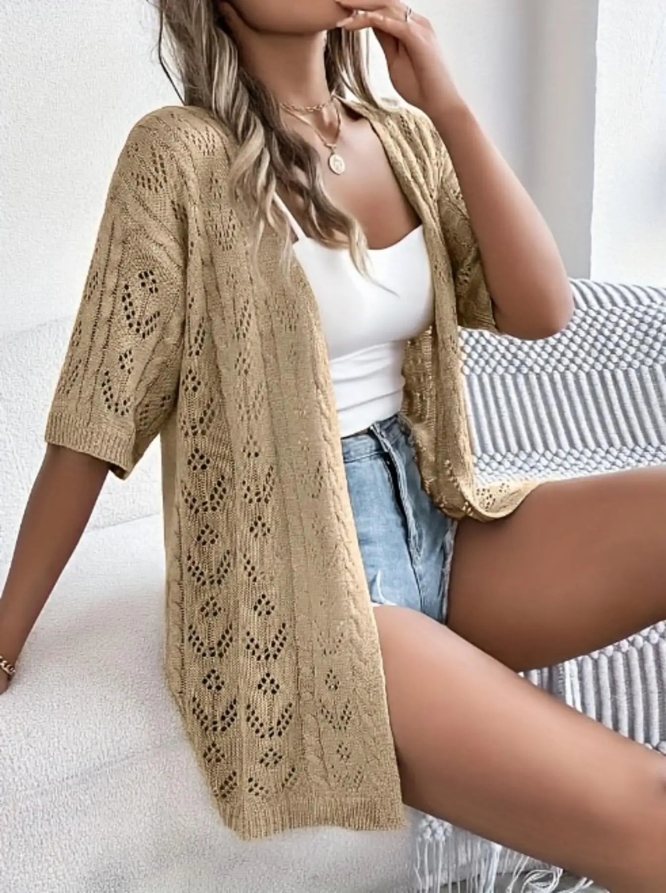 Thin Plus Size Ladies Cardigan Sweater