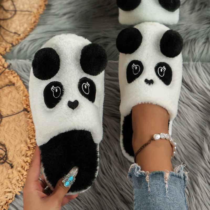 Womens Soft Cartoon Panda House Slippers