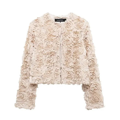 Rose Flower Decoration Autumn Jacket