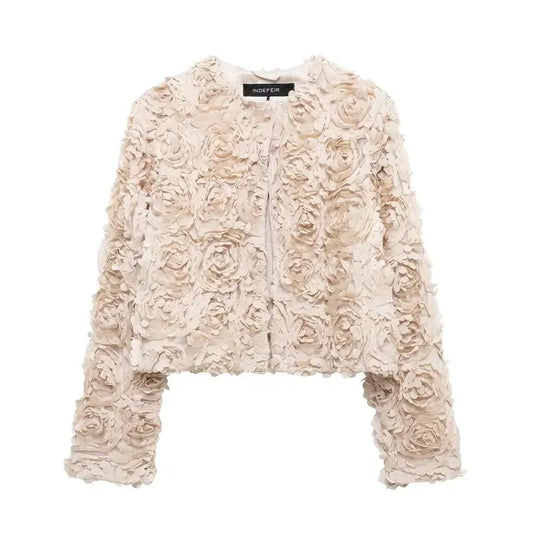 Autumn Rose Decoration Crop Jacket