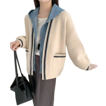 Cool Long Style Denim Pack Knitted Cardigan Sweaters
