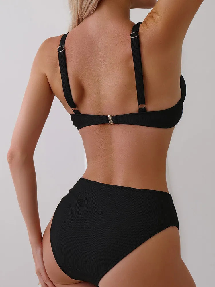 2025 Solid Strapless Two Piece Bikini Swimsuit Womens Swimwear Bathing Suit Beachwear