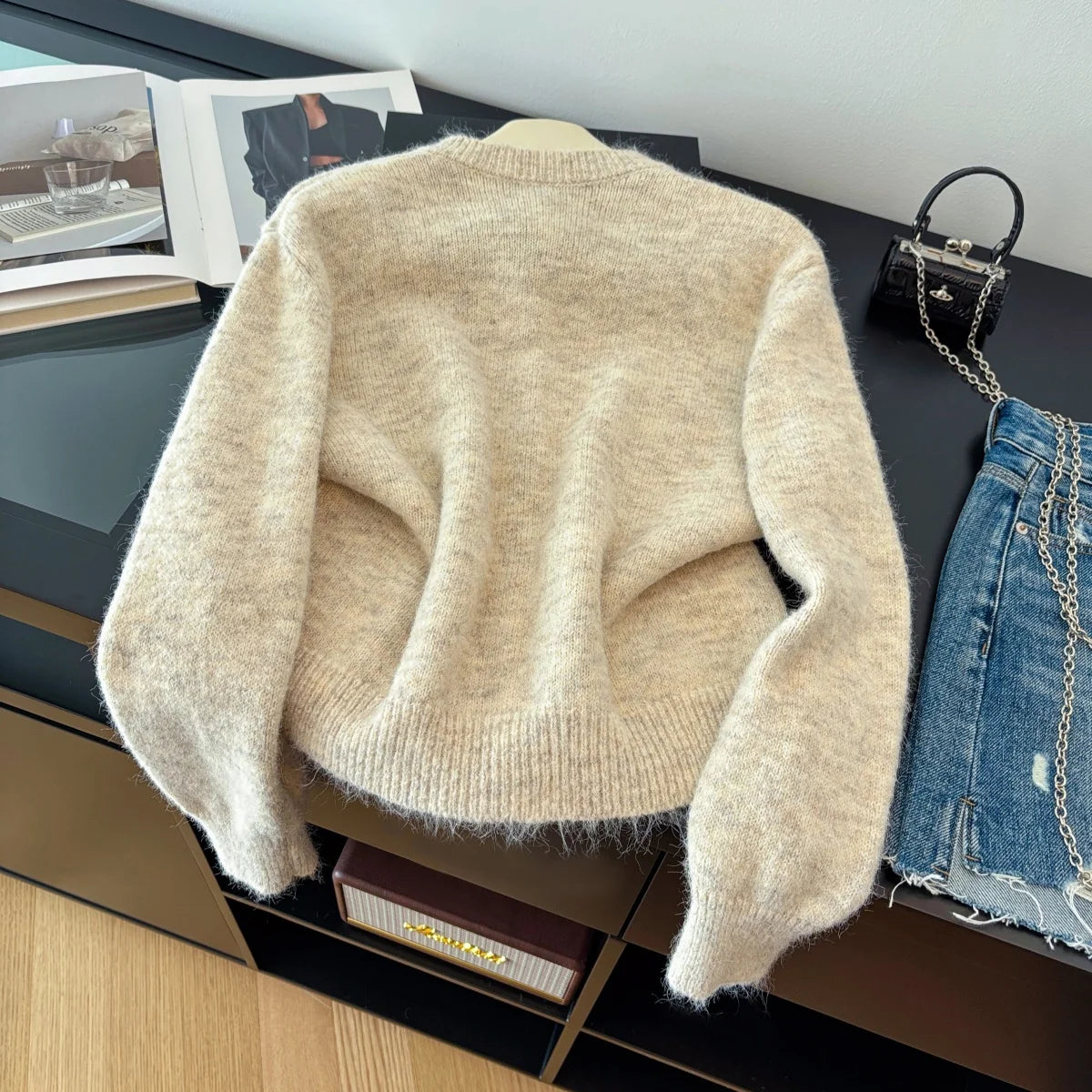 All Green Striped Cool Winter Cardigan Sweaters For Women