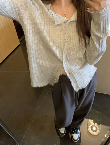 Korean Style O-Neck Knit Cardigan for Women – Autumn 2025