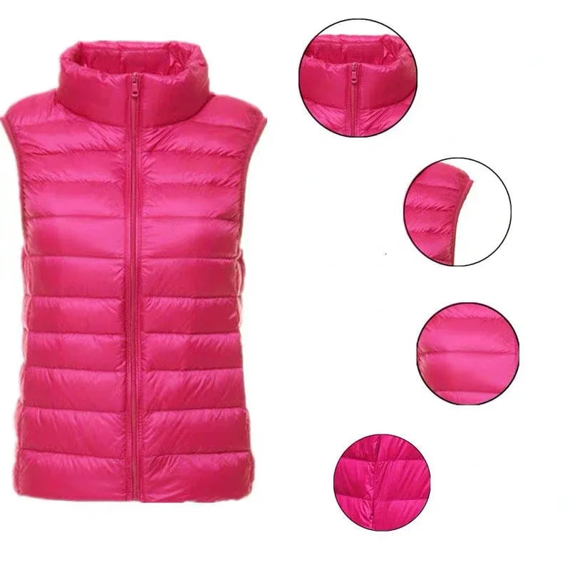 Soft Ultralight Sleeveless White Duck Down Vest For Women