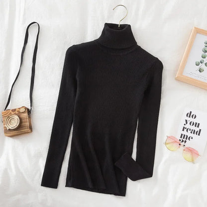 Timeless Basic: Solid Cashmere-Blend Turtleneck Jumper