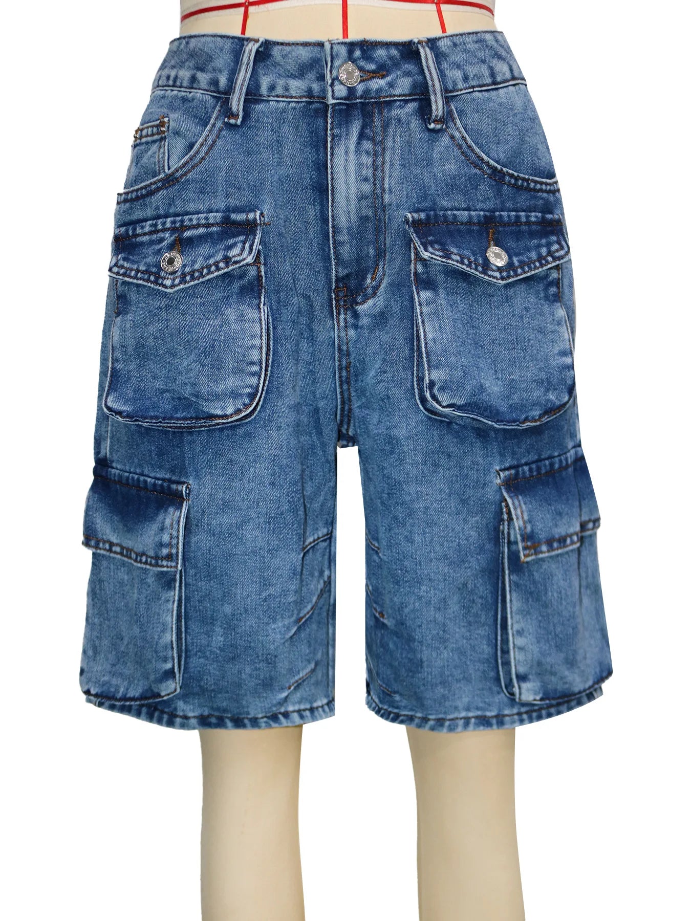90s Streetwear Denim Cargo Shorts
