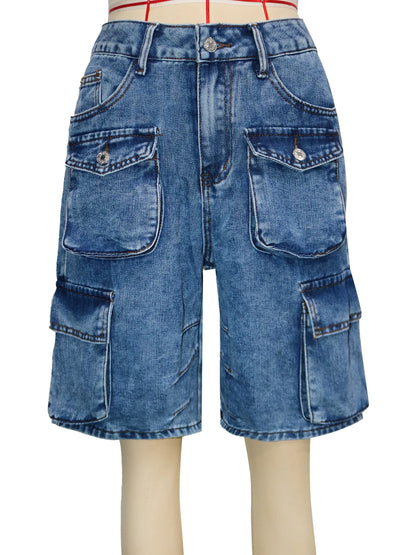 90s Streetwear Denim Cargo Shorts