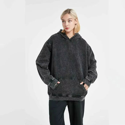 Vintage Denim Hoodie For Women Harajuku Streetwear Jean Pullover Sweatshirt