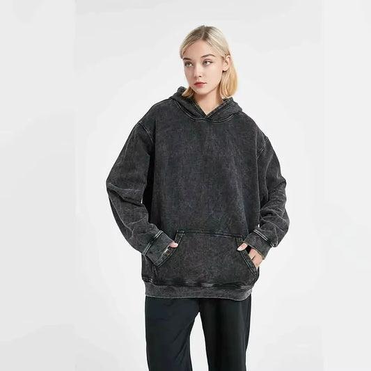 Vintage Denim Hoodie For Women Harajuku Streetwear Jean Pullover Sweatshirt