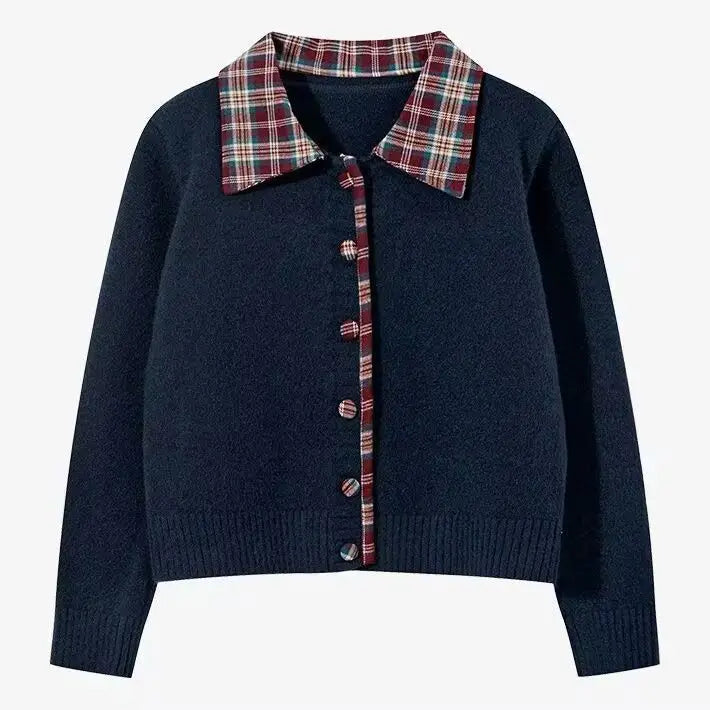 Womens Korean Chic Spring Autumn Sweater Retro Preppy Fake Two Piece Twist Knit Y2k Age Reducing Top