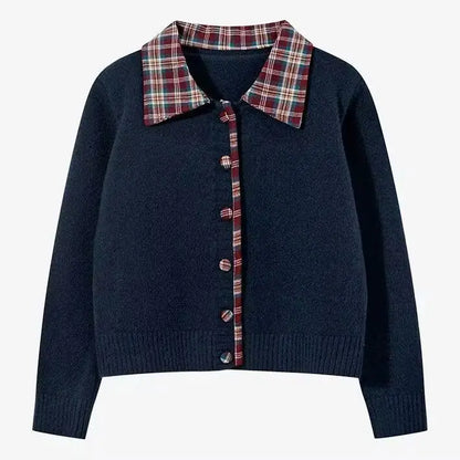 Womens Korean Chic Spring Autumn Sweater Retro Preppy Fake Two Piece Twist Knit Y2k Age Reducing Top