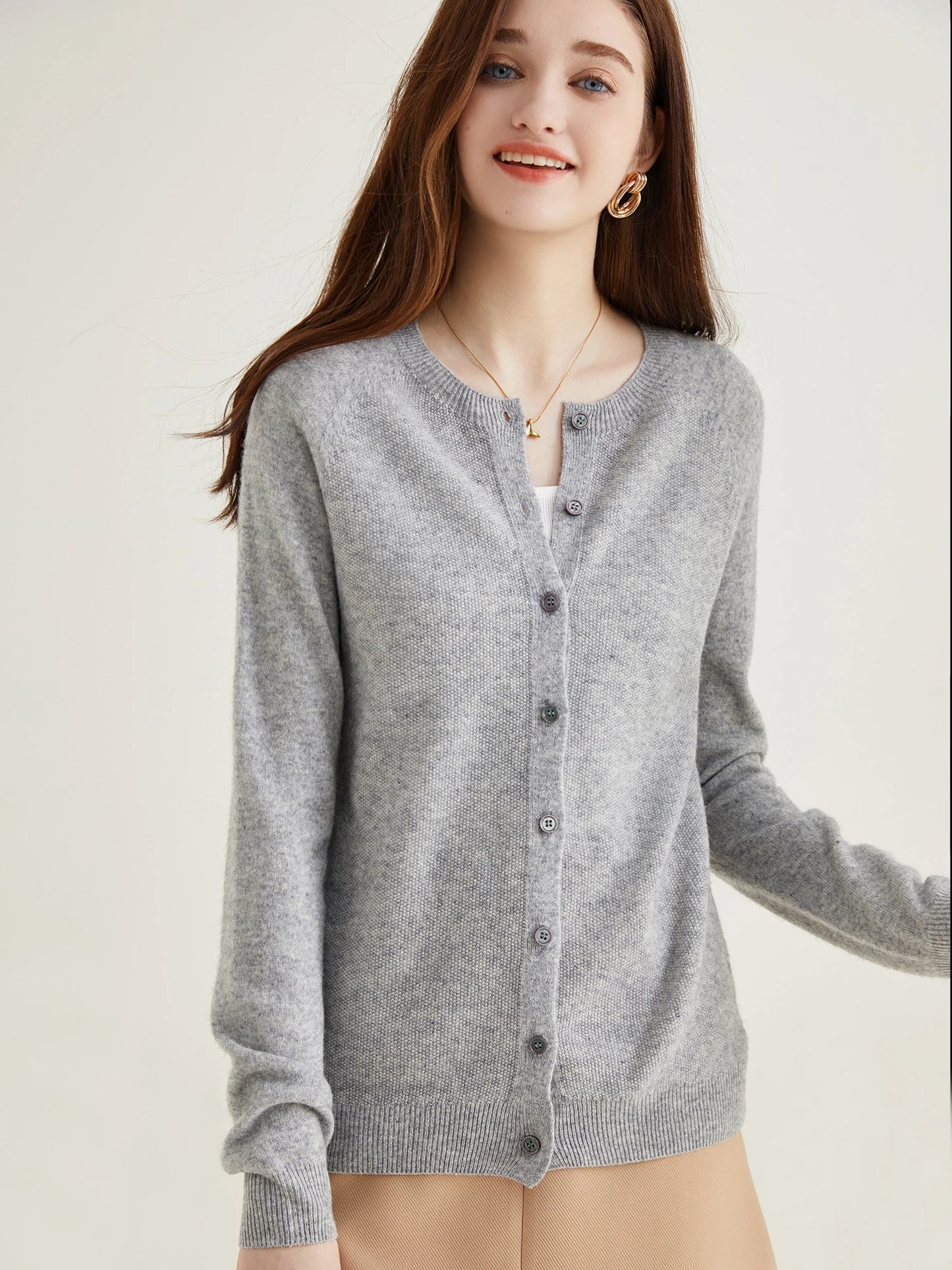 100% Merino Wool Knit Cardigan for Women – Timeless Vintage Style