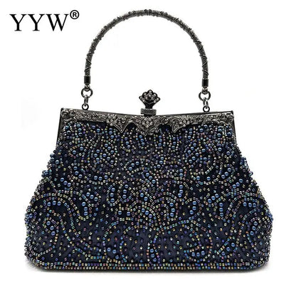 Queen Style Antique Crystal Beaded Evening Handbag