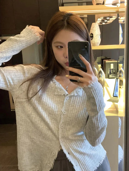 Korean Style O-Neck Knit Cardigan for Women – Autumn 2025