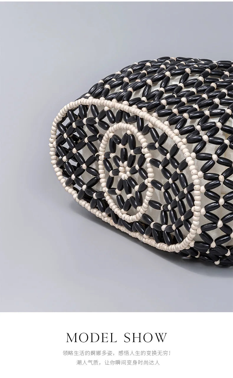 Resort Aesthetics: Chic Pearl Handle Beaded Bag