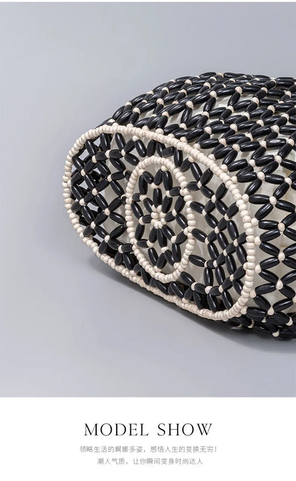 Resort Aesthetics: Chic Pearl Handle Beaded Bag