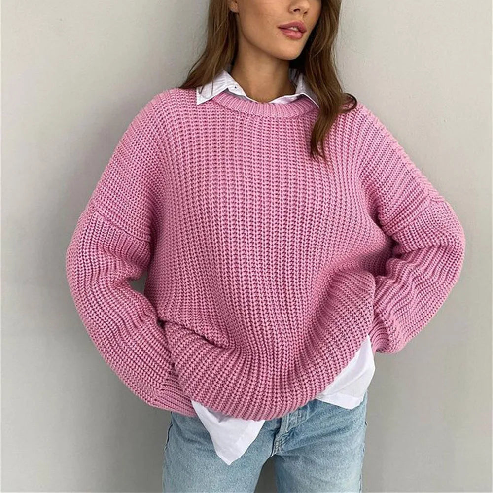 Casual O Neck Elegant Loose Sweaters