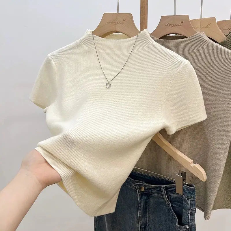 2025 Womens Half Turtleneck Sweater Solid Color Loose Long Sleeve Zipper Top Sporty Casual Autumn Sweatshirt