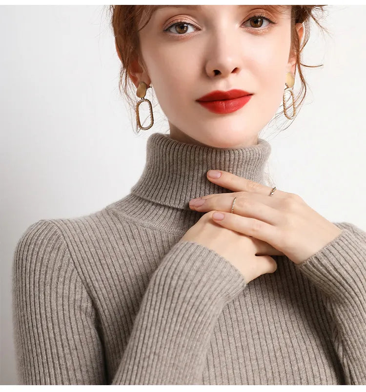 Womens Soft Long Sleeve Turtleneck Sweaters