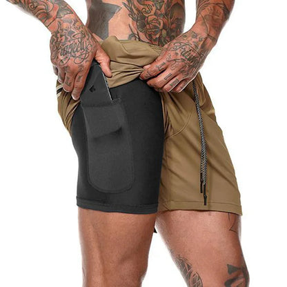 2 In 1 Mens Training Gym Fitness Sport Style Shorts