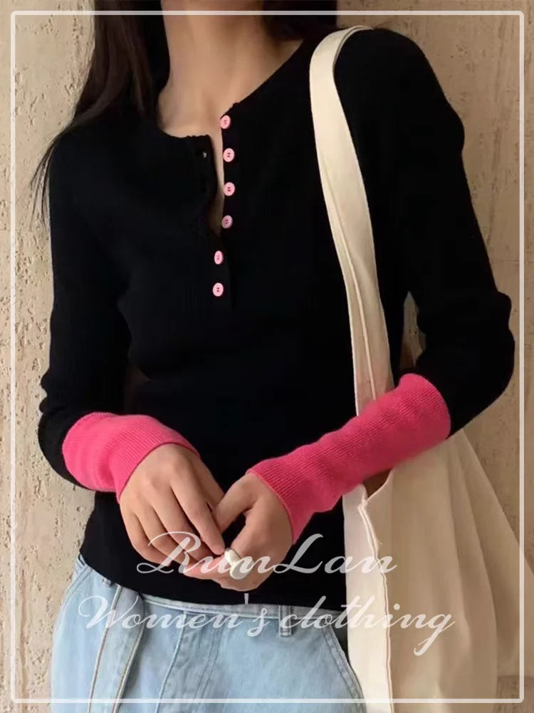 Womens V Neck Knitted Sweater Autumn Winter Slim Fit Soft Pullover Solid Color Basic Knitwear Jumper