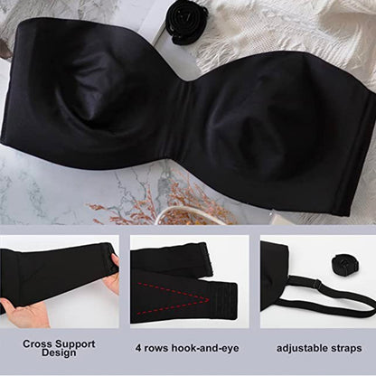 Full Support Non-Slip Convertible Bandeau Strapless Bra