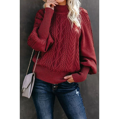 Womens Knitted Geometric Pattern Loose Winter Sweater