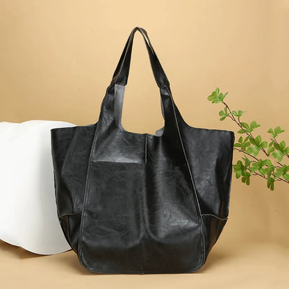 Luxury Soft Leather Shoulder Bag For Women Large Shopper Tote Messenger Bag