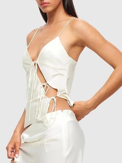 Romantic Utility: Lace-Trim Spaghetti Corset Tank
