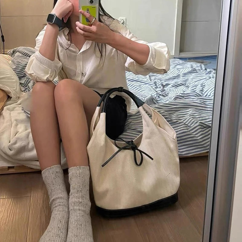 Womens Multicolored Big Canvas Shoulder Bag