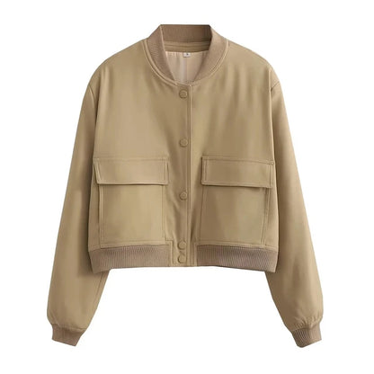 Casual Cropped Bomber Jackets For Women