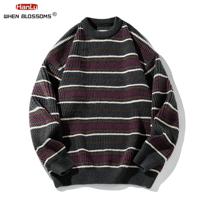 Elegant Vintage Style Knitted Striped Men S Sweaters