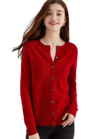 100% Merino Wool Knit Cardigan for Women – Timeless Vintage Style