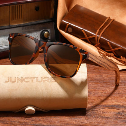 Vintage Bamboo Wood Sunglasses – UV400 Square Wooden Designer Shades