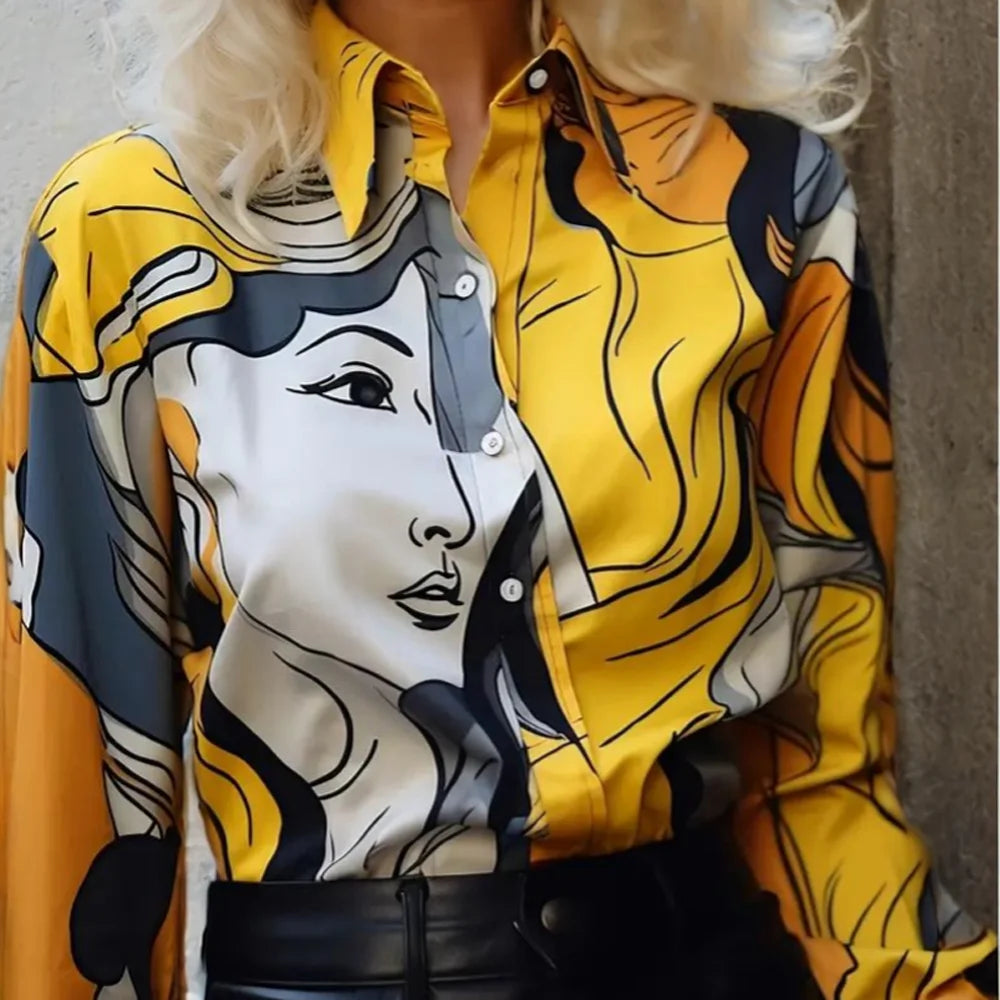 Creative Vintage Style Turn Down Collar Women Shirts