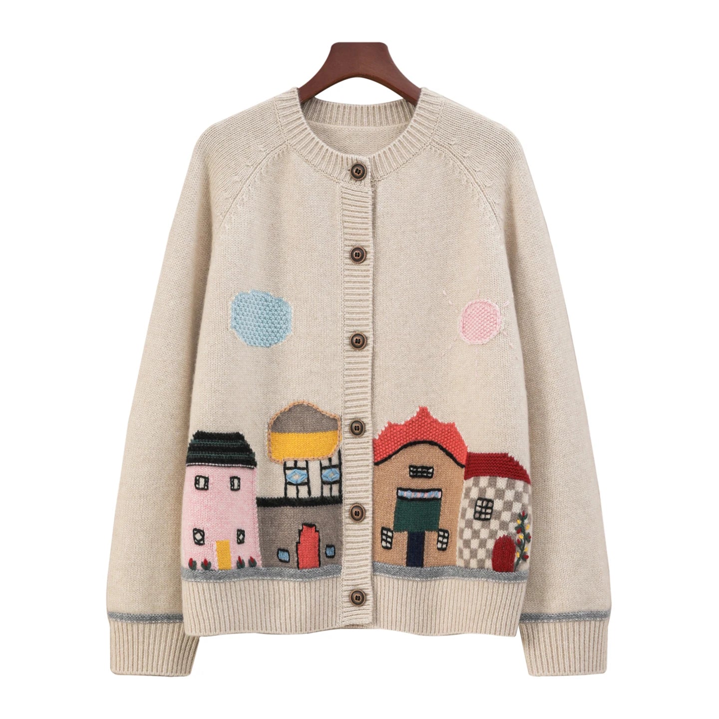 Elevated Warmth: High-Neck Cashmere Knitted Cardigan
