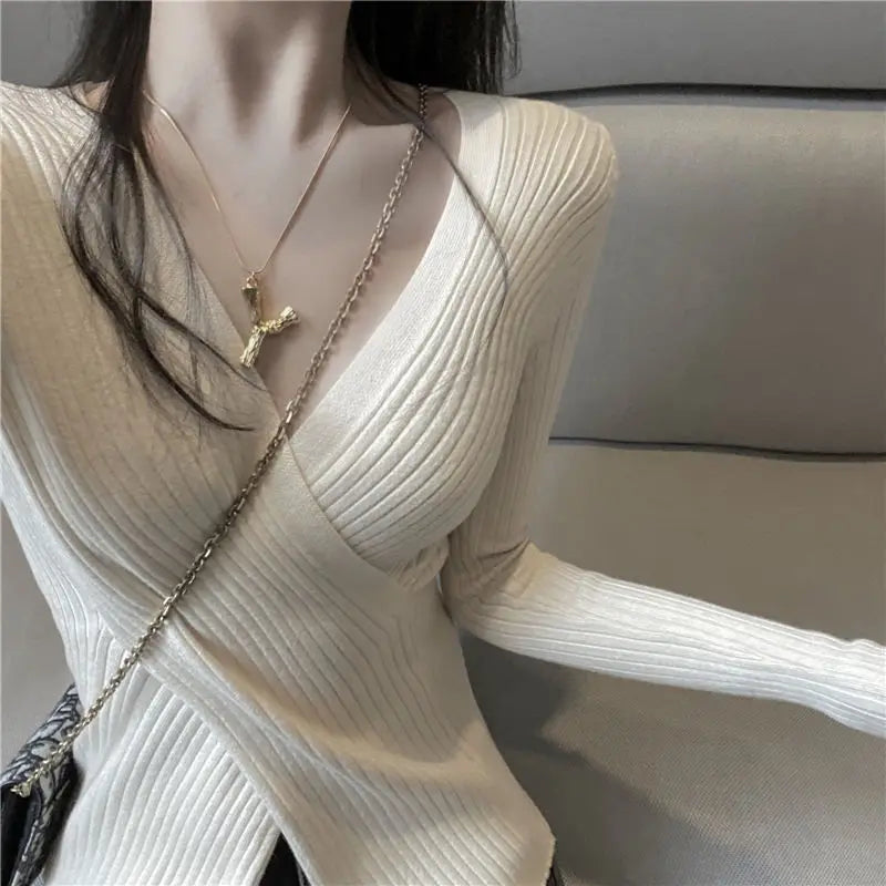 Womens V Neck Slim Fit Sweaters